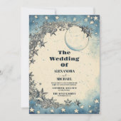 Vintage Weltraumwelt Galaxy Blue Wedding Einladung (Vorderseite)