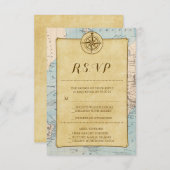 Vintage Weltreise Map Wedding RSVP (Vorne/Hinten)