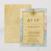 Vintage Weltreise Map Wedding RSVP Karte (Vorne/Hinten)