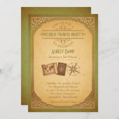Vintage Weltreisenbat Mitzvah Einladung (Vorne/Hinten)
