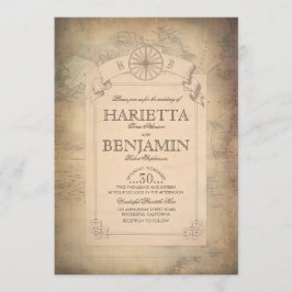 Vintage Weltreiseplan-Adventure Wedding Einladung