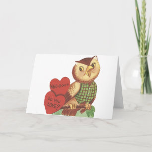 Vintage "Wen Liebst Du" Eulen-Valentinstag Feiertagskarte
