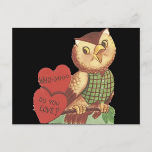 Vintage "Wen Liebst Du" Eulen-Valentinstag Feiertagspostkarte