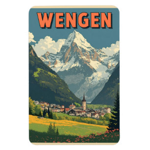Vintage WENGEN Skiferien Schweiz Schweizer Alpen G Magnet