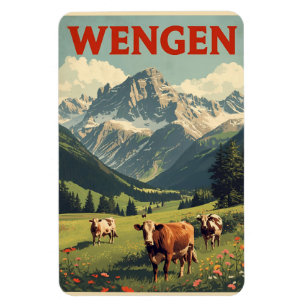 Vintage WENGEN Skiferien Schweiz Schweizer Alpen G Magnet