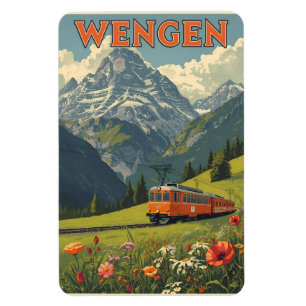 Vintage WENGEN Skiferien Schweiz Schweizer Alpen G Magnet