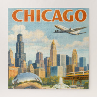 Vintage-Werbeanzeige aus Chicago als Puzzle