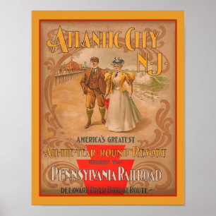 Vintage Werbeanzeige für Atlantic City Resort Poster