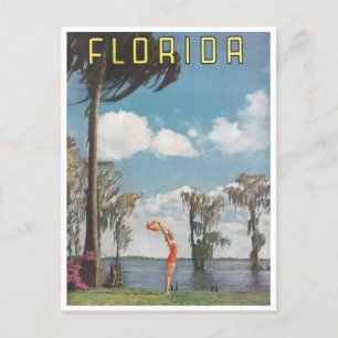 Vintage Werbefrau in Florida Postkarte