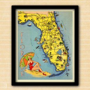 Vintage-Werbekarte für Florida-Tourismus 1947 Poster