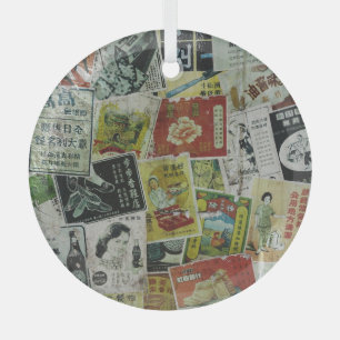 Vintage Werbemauer in Hongkong. Ornament Aus Glas