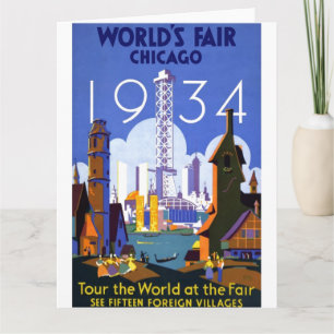 Vintage-Werbeplakat der Chicago World's Fair 1934 Karte