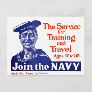 Vintage Werbeplakat der US-Marine Postkarte