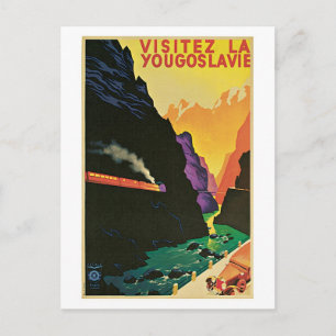 Vintage-Werbeplakat für eine Reise nach Jugoslawie Postkarte
