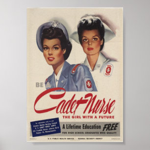 Vintage Werbeplakat für Kadettenkrankenschwestern, Poster