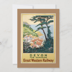 Vintage-Werbeplakat für Reisen nach Devon auf Engl Feiertagskarte