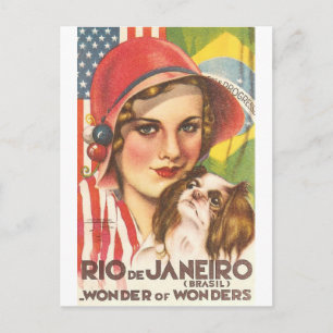 Vintage-Werbeplakat für Rio de Janeiro Postkarte