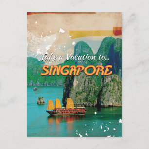 Vintage Werbeplakat für Singapur Urlaub. Postkarte