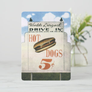 Vintage Werbeplakat, größte Drive-In-Hotdogs der W
