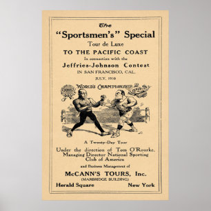 Vintage Werbeplakat Jack Johnson vs Jim Jeffries T Poster