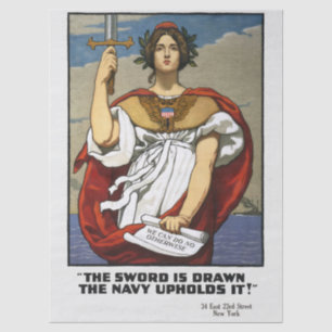 Vintage-Werbeposter der Marine aus dem Ersten Welt Seidenpapier