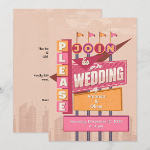 Vintage-Werbetafel-Hochzeit Einladung