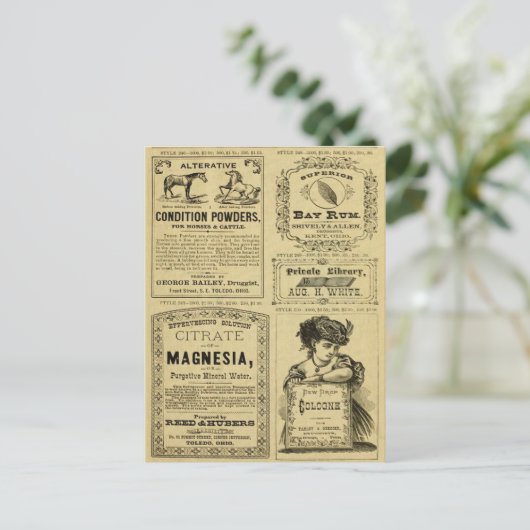 Vintage Werbezeitenwerbung Postkarte (Stehend Vorderseite)