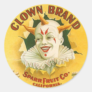 Vintage Werbung Clown Brand Fruit Sparr Co. Runder Aufkleber