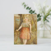 Vintage-Werbung-Collage Kind Grunge Postkarte (Stehend Vorderseite)
