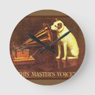 Vintage-Werbung, Die Stimme seines Herrn Runde Wanduhr
