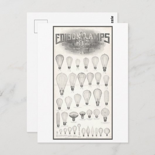 Vintage Werbung Edison Lampen Leuchtbrille Postkarte (Vorne/Hinten)