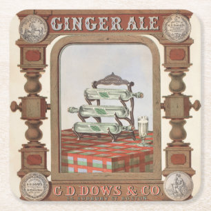 Vintage Werbung für Belfast Ginger Ale. 2 Rechteckiger Pappuntersetzer