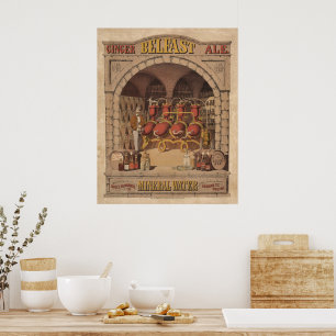 Vintage Werbung für Belfast Ginger Ale. Poster