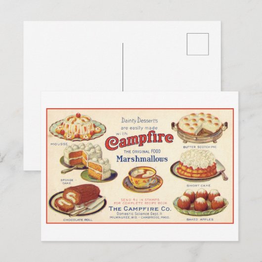 Vintage Werbung für Campfire Marshmallows Postkarte (Vorne/Hinten)