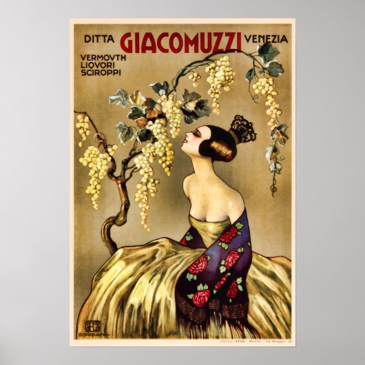 Vintage Werbung für den italienischen Wein Vermout Poster (Vorne)