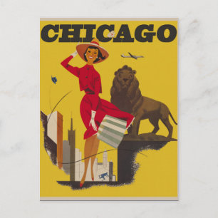 Vintage-Werbung für Flugreisen in Chicago, USA Postkarte