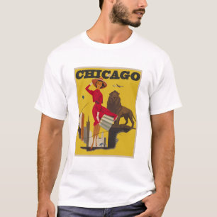 Vintage-Werbung für Flugreisen in Chicago, USA T-Shirt