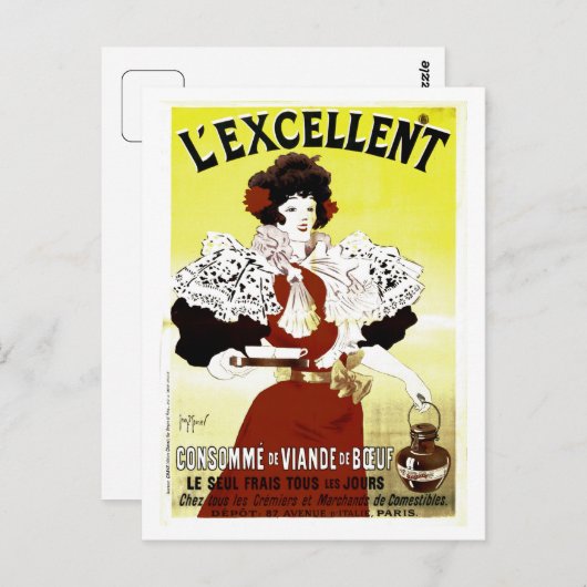 Vintage Werbung für französische Rindersuppe Postkarte (Vorne/Hinten)