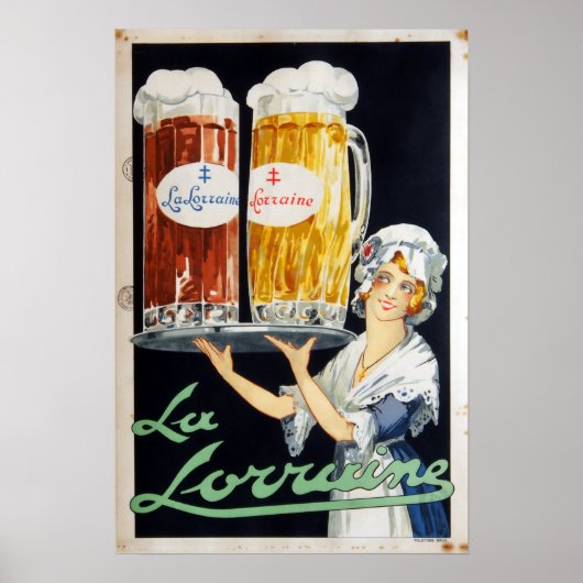 Vintage Werbung für französisches Bier in La Lorra Poster (Vorne)