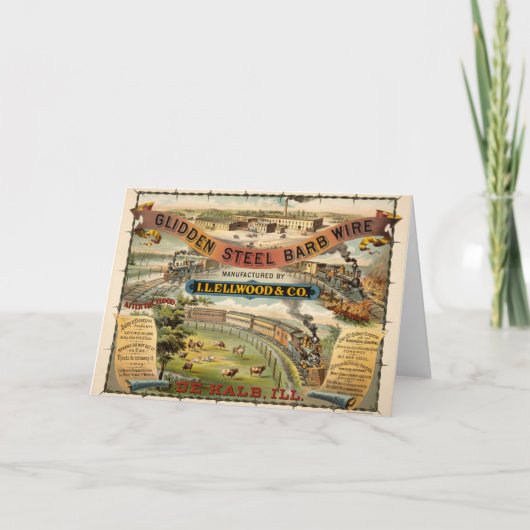 Vintage-Werbung für Glidden Steel Barb Wire Karte (Vorderseite)