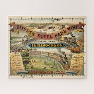 Vintage-Werbung für Glidden Steel Barb Wire Puzzle