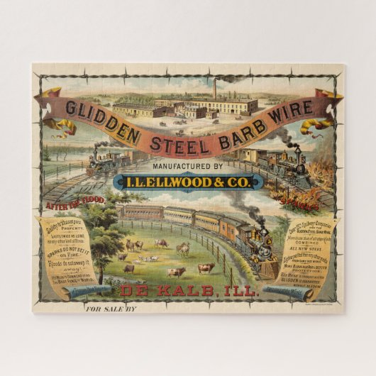 Vintage-Werbung für Glidden Steel Barb Wire Puzzle (Horizontal)