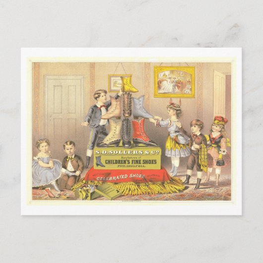 Vintage Werbung für Kinderschuhe Postkarte (Vorderseite)