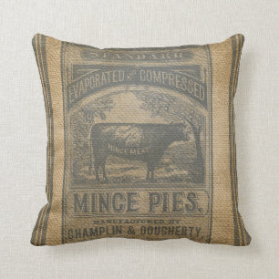 Vintage Werbung für Mincemeat-Pasteten in Jute Kissen