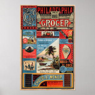 Vintage Werbung für Philadelphia Grocer Poster