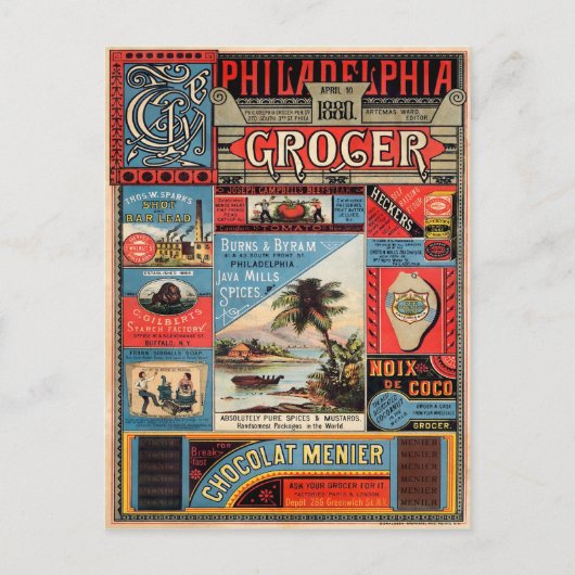 Vintage Werbung für Philadelphia Grocer Postkarte (Vorderseite)