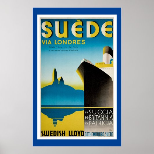 Vintage Werbung für Schiffe in Schweden Poster (Vorne)
