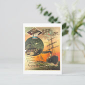 Vintage Werbung für Staat Line Ship Postkarte (Stehend Vorderseite)