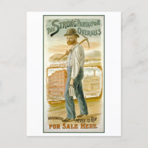 Vintage Werbung für starke Overalls Postkarte