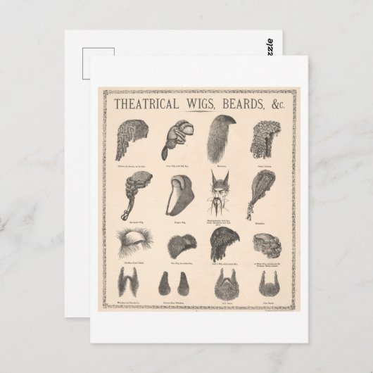 Vintage Werbung für Theaterstücke + Bärte Postkarte (Vorne/Hinten)